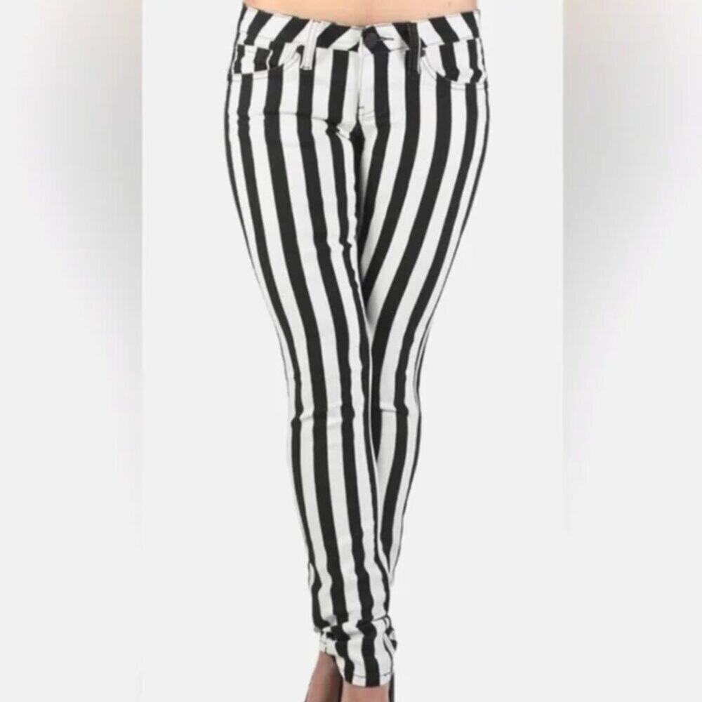 Black & White Striped Classic Sexy Skinny Jeans size 5 EUC